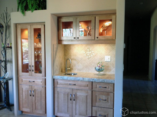 Kitchen cabinetry bar and display area