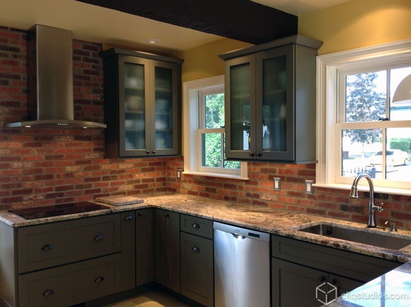 Shaker Kitchen Cabinets in Green sink