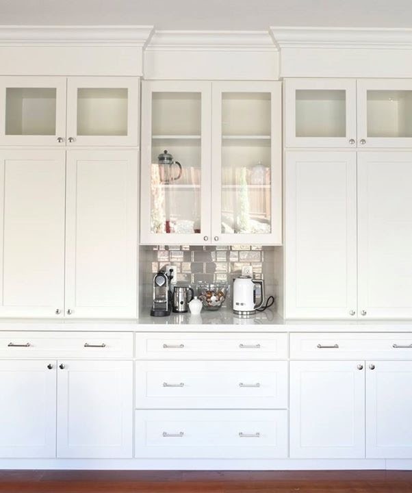 White shaker kitchen cabinet buffet or armoire