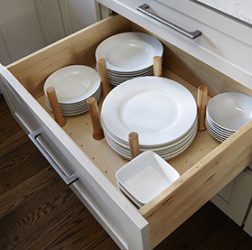 Shaker painted light gray cabinets