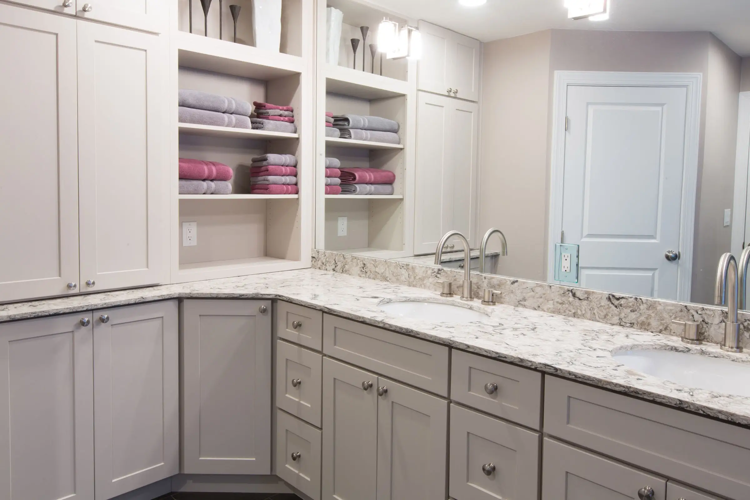 The image is of Elegant White Bathroom Remodel project of Cliqstudios