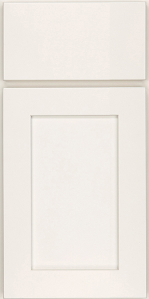 White shaker door style in antique painted white finish