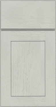 Shaker cabinet door style in white/ gray sheer painted finish