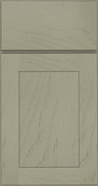 Shaker door style in light army-green paint wash