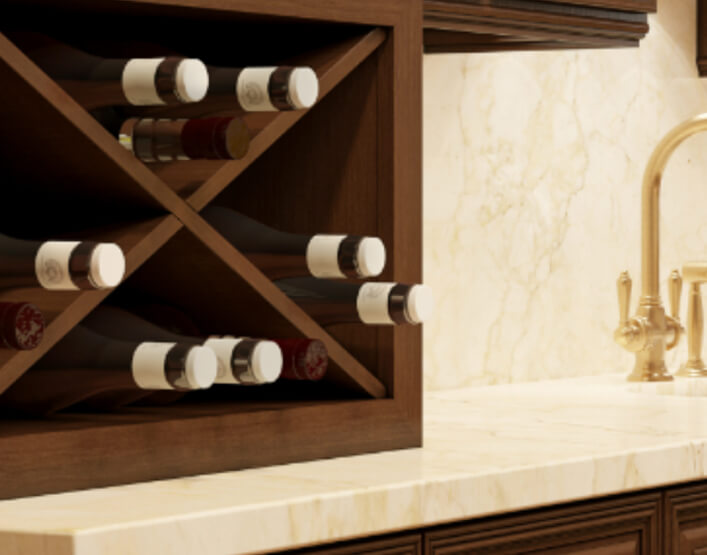 Enhance your cabinets with beautiful wine cubbies.