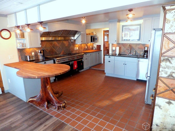 Painted blue-gray Kitchen Cabinets