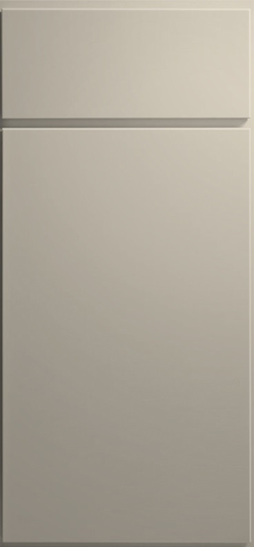 Image of slab cabinet door and drawer front in medium gray paint