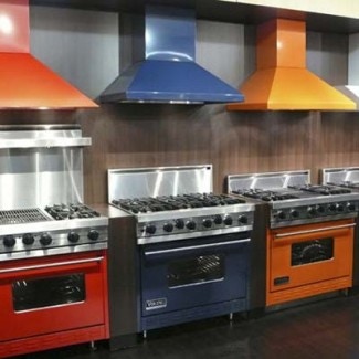 Viking pro ranges in red, blue and orange